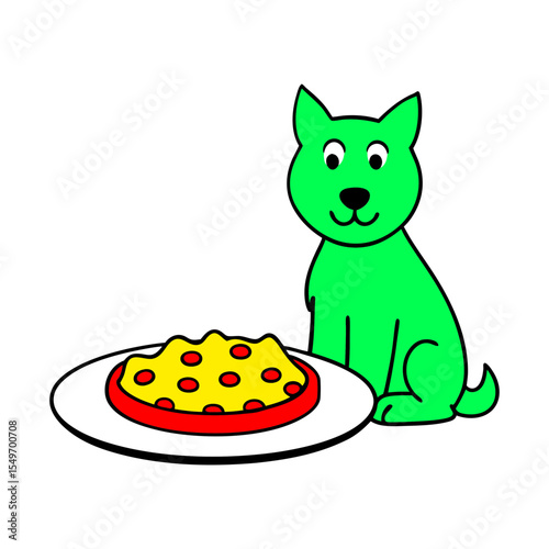 cartoon golden retriever food stock vector illustration