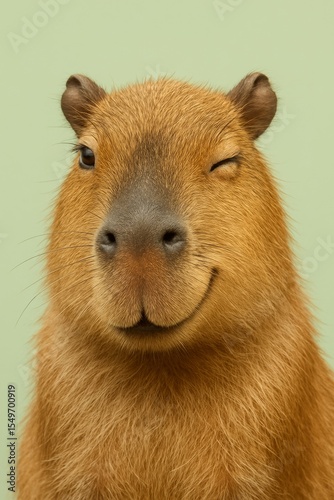 A capybara doing a wink gesture.