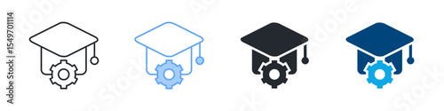 Mastery Icon Set Multiple Style. Designed In Outline, Blue, Glyph, Dual Tone