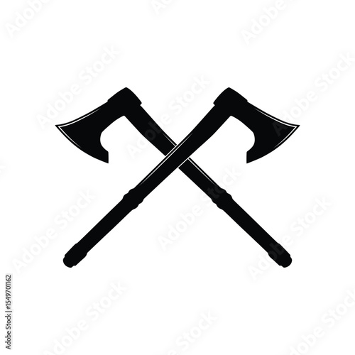 Crossed axes silhouette white background