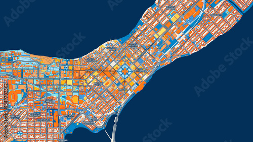 Colorful Madison Street Map with Labels and Buildings