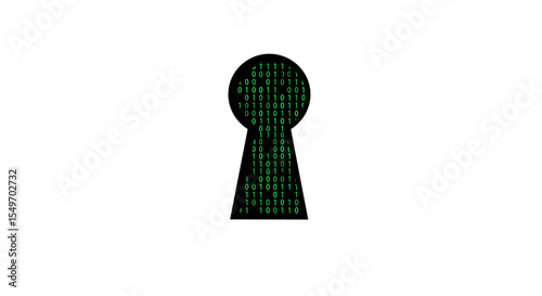 Cybersecurity concept with binary code keyhole for digital security design vector illustration