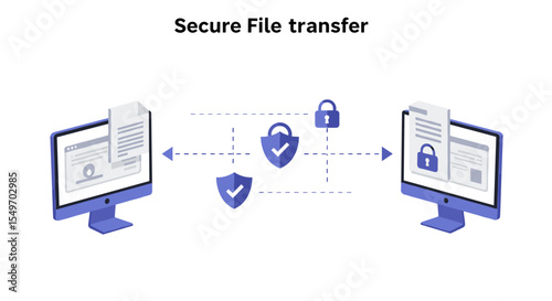 Secure file transfer concept illustration for data protection and encryption in digital communication vector illustration
