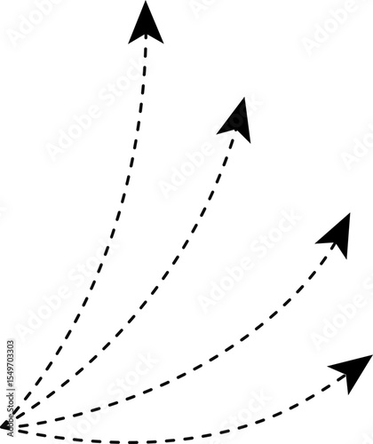 Set of four dashed arrows oriented in different directions from a central point.