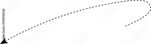 Straight dashed arrow featuring a rounded curve at its endpoint.