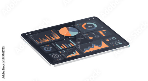 Modern data analytics dashboard illustration for technology design vector illustration
