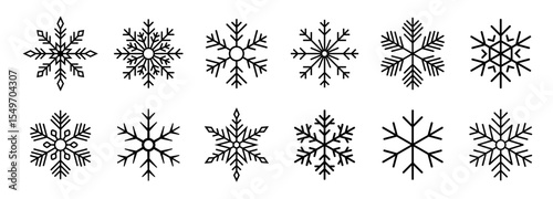  Snowflake icons collection. Happy new year, xmas, christmas. Snowflakes icons. Snowflake vector . New year ornament