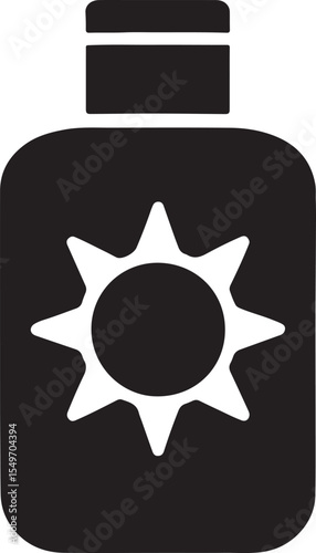 Silhouette vector of a sunscreen bottle, ideal for summer, skincare, sun protection, and beach-related designs.