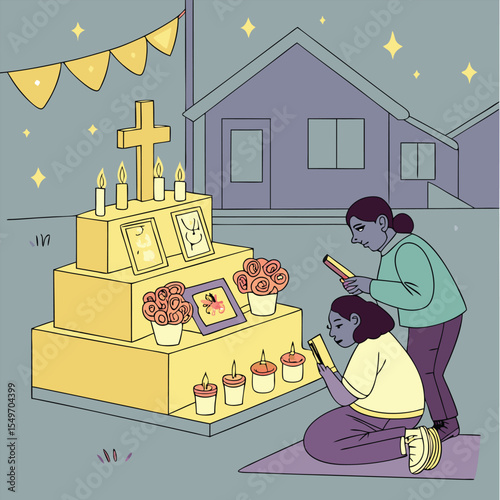 Day of the Dead Altar and Family