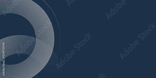 Elegant abstract golden geometric lines on dark blue background. Glowing gold circle lines pattern. Modern design element. Luxury style. eps 10