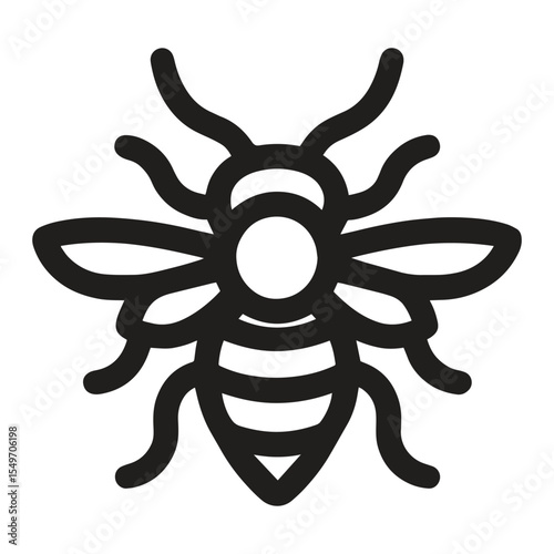 Minimalist Bee Icon Vector. Black and White Honeybee Line Art Design