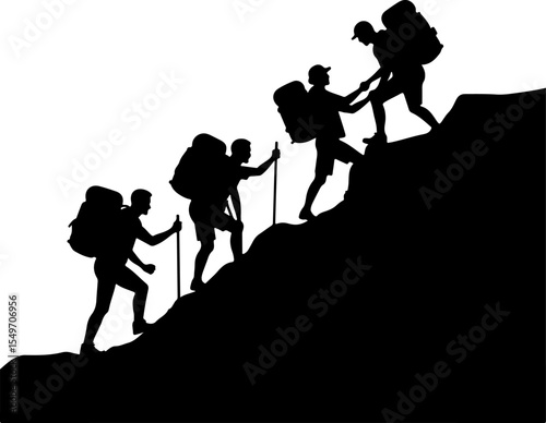 Mountain Climbing Silhouettes vector