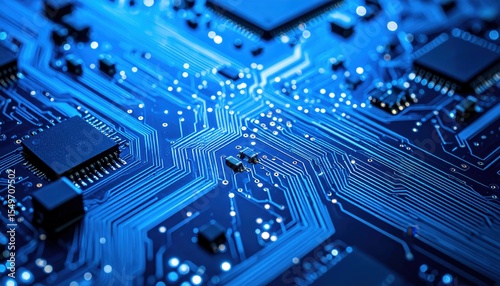 Wallpaper Mural Close Up View Of Blue Circuit Board Technology Torontodigital.ca