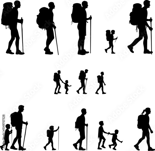Mountain Climbing Silhouettes vector