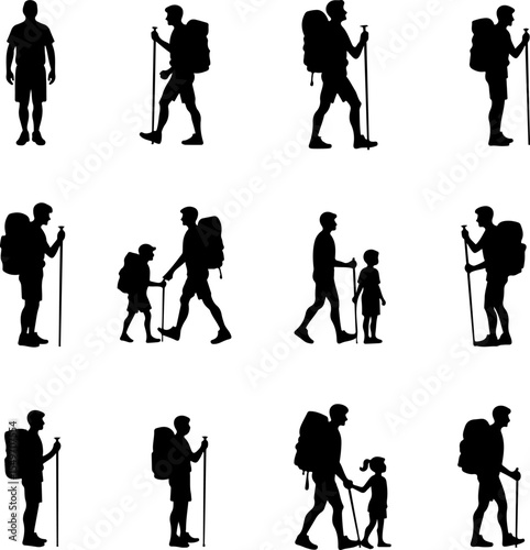 Mountain Climbing Silhouettes vector