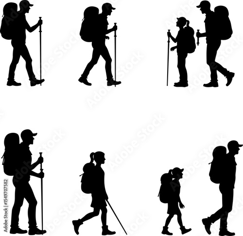 Mountain Climbing Silhouettes vector