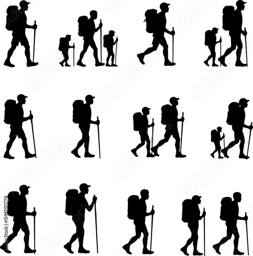 Mountain Climbing Silhouettes vector