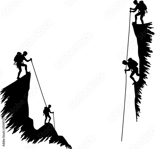 Mountain Climbing Silhouettes vector