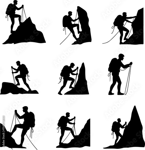 Mountain Climbing Silhouettes vector