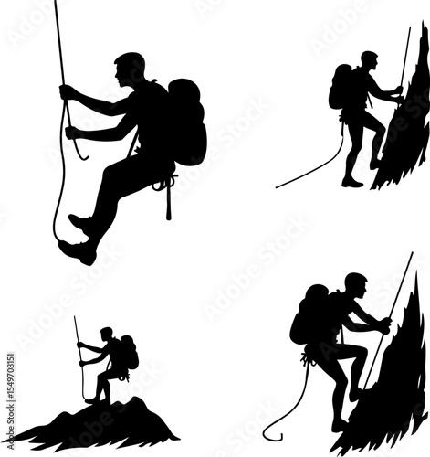 Mountain Climbing Silhouettes vector
