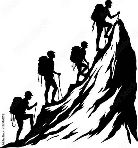 Mountain Climbing Silhouettes vector