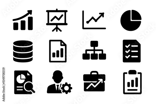 Business analytics and data visualization tools in a modern office setting during daytime