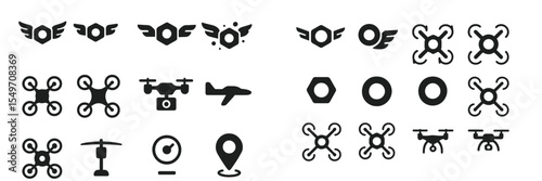 Innovative drone icons showcasing technology and design elements for modern navigation and aerial activity