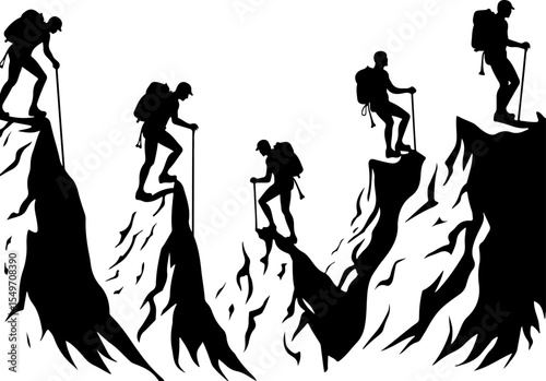Mountain Climbing Silhouettes vector