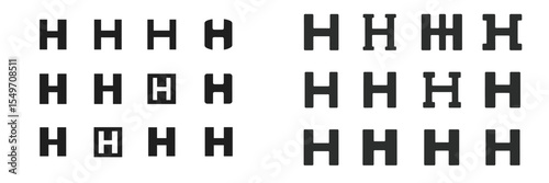 Variations of the letter H in diverse artistic styles showcasing creativity and design techniques