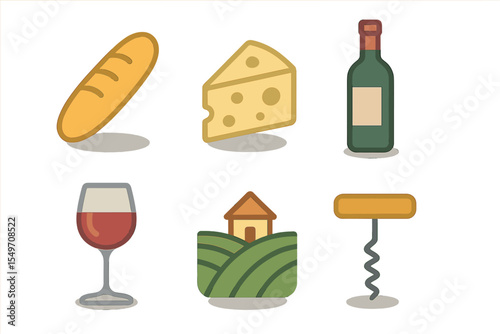 Bread, cheese, wine, and a corkscrew create perfect pairing for a relaxed evening in a cozy setting