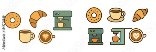 Coffee and pastry illustrations showcasing delightful beverages and baked goods in a cozy cafe setting
