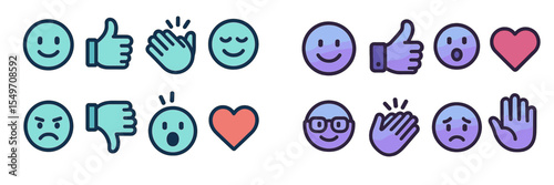 Colorful collection of emoticons expressing a range of human emotions suitable for digital communication in various contexts