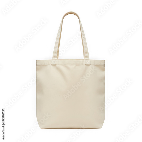 Beige canvas tote bag isolated on transparent background