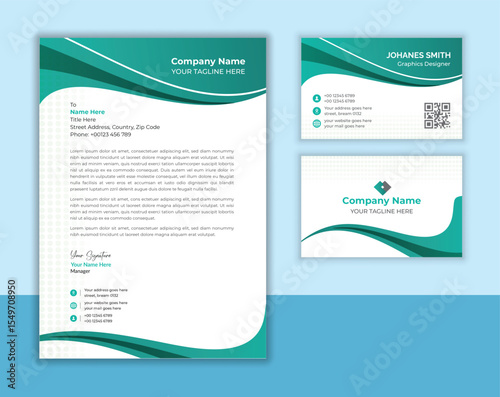 Corporate letterhead and Business card identity Professional vector design template 