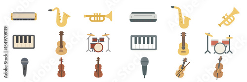Collection of musical instruments featuring diverse types and styles for various genres and performances