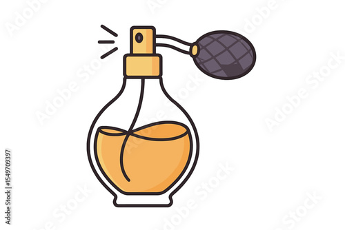 Vintage perfume bottle with atomizer showcasing elegance and nostalgia in a minimalist design