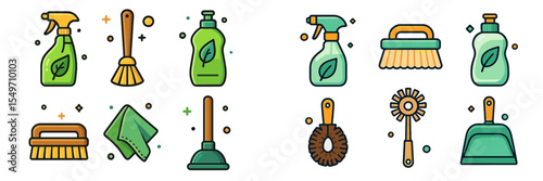 Cleaning supplies arranged on a surface showcase eco-friendly products for effective home maintenance and care