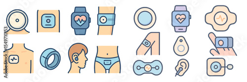 Health monitoring devices showcase wearable technology for fitness tracking and medical purposes in modern society