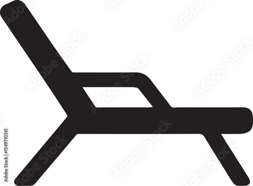 Silhouette vector of a sun lounger, perfect for relaxation, beach, poolside, and summer leisure designs.