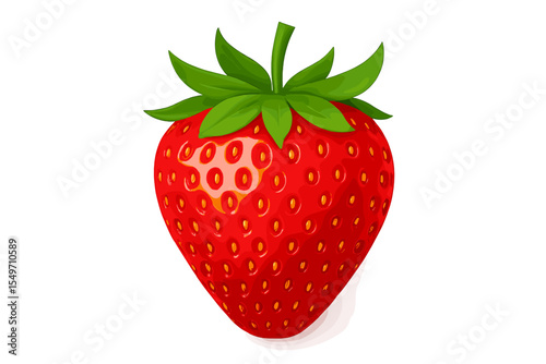 Vibrant red strawberry with bright green leaves showcasing natural beauty and freshness