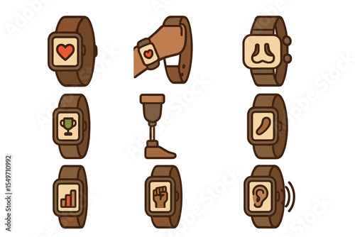 Various wearable health tracking devices highlighting fitness, well-being, and mobility for active lifestyles
