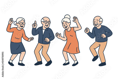Seniors enjoying a lively dance together at a community event on a cheerful afternoon