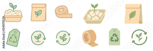 Symbols depicting sustainable gardening practices for eco-friendly growth and plant care
