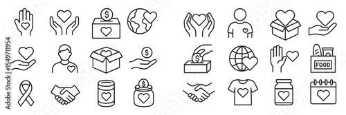 Graphic representation of love and charity symbols in various forms and activities