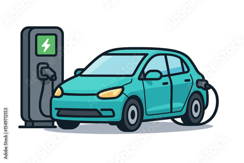 Electric car charging at a station showcasing modern eco-friendly technology and sustainable transportation solutions