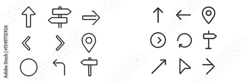 Directional symbols for navigation are depicted in a straightforward layout on a clean background