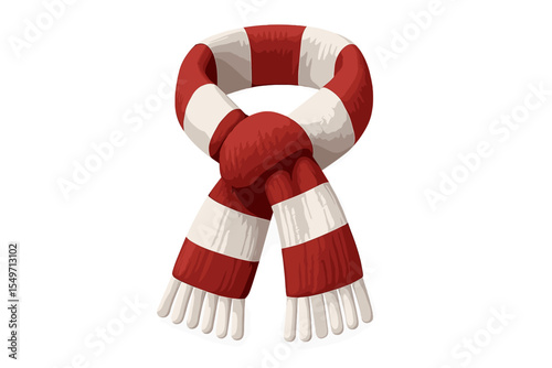 Warm and stylish red and white striped scarf perfect for cold weather activities or winter fashion