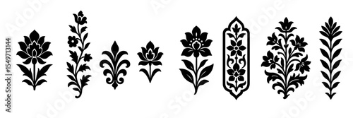 Floral design elements showcasing intricate patterns and styles ideal for artistic projects and crafts