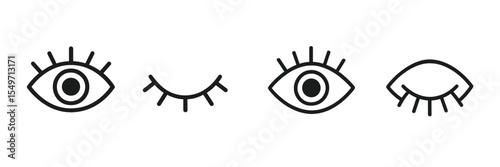 Illustrations of different eye expressions in a minimalist style