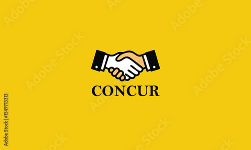 Bold Business Handshake Icon on a Vibrant Yellow Background, Symbolizing Agreement, Partnership, Collaboration, Trust, and Successful Corporate Deals